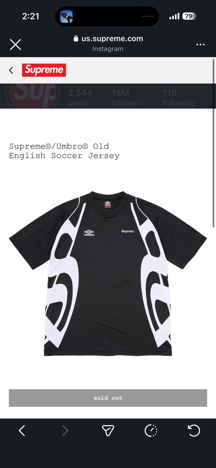 Supreme × Umbro Supreme/ Umbro Old English Soccer Jersey (BRAND NEW) Size US M / EU 48-50 / 2 - 4 Thumbnail