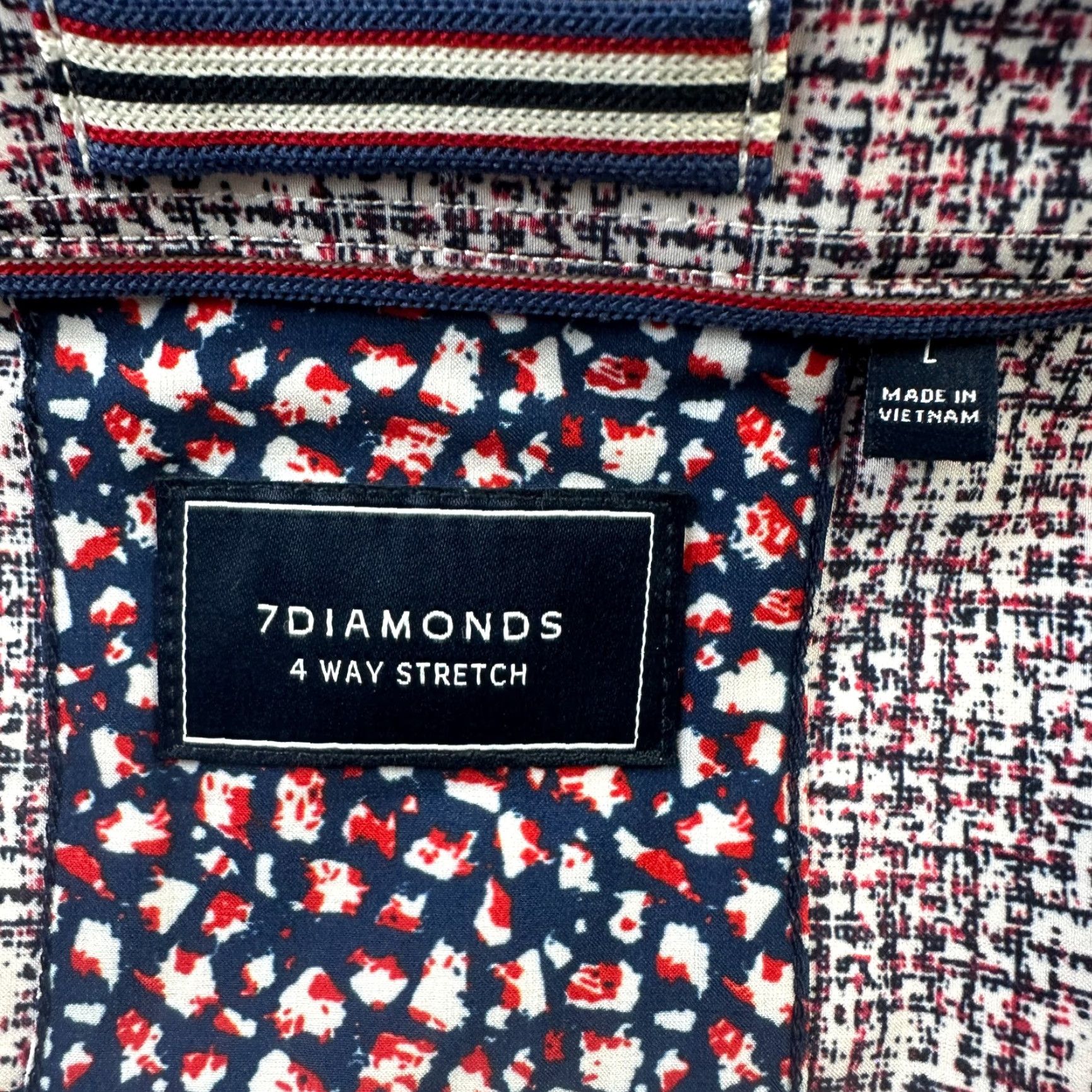 Vintage 7 Diamonds Shirt Mens Large Red 4 Way Stretch Button-Down Geometric Flip Sleeve Size US L / EU 52-54 / 3 - 7 Thumbnail