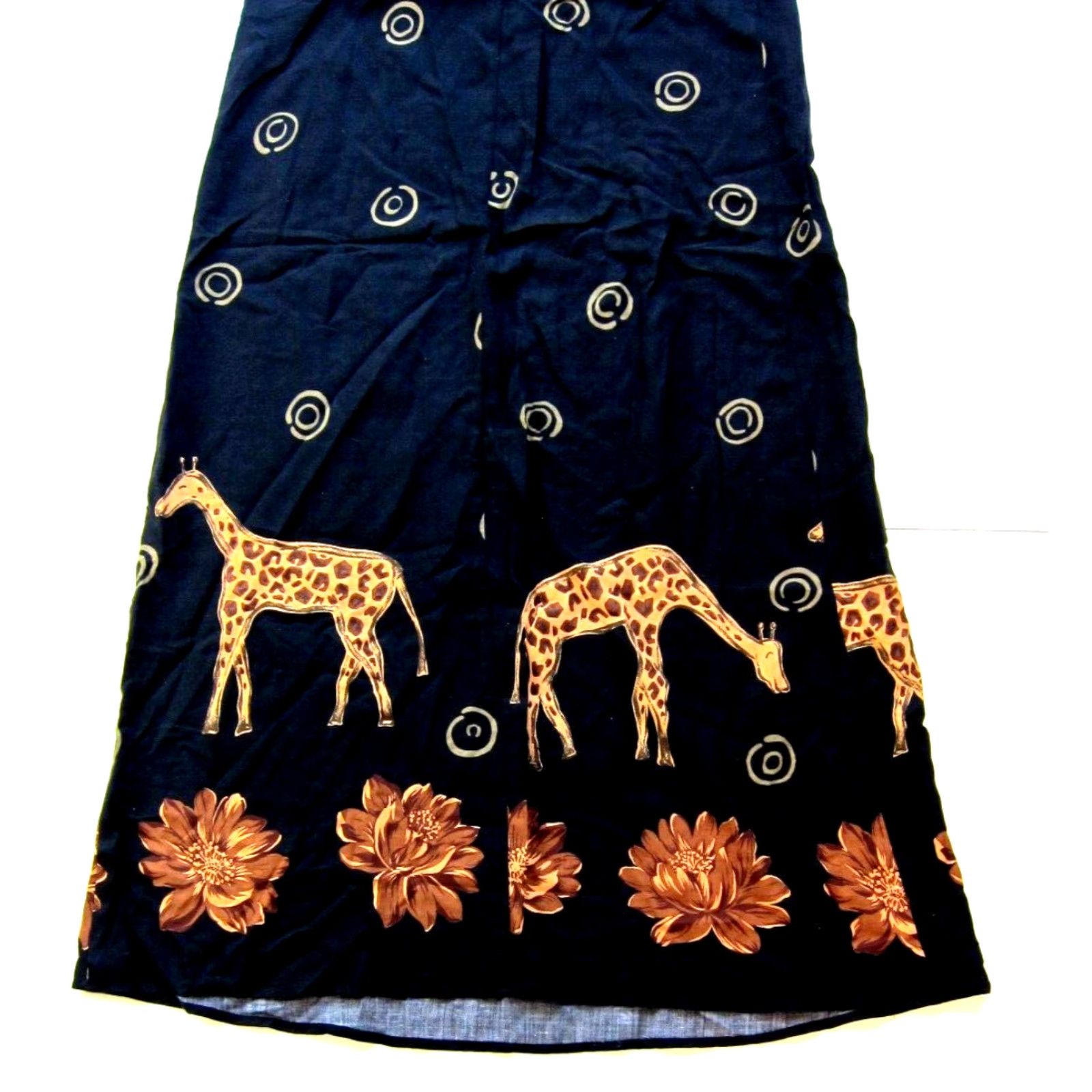 Vintage Vtg Molly Malloy Maxi Dress Tank Sun Giraffe Floral Black 6T Women Tall Rayon Floral 6 50" Shoulder to Hem Ladies Womens Size M / US 6-8 / IT 42-44 - 6 Thumbnail