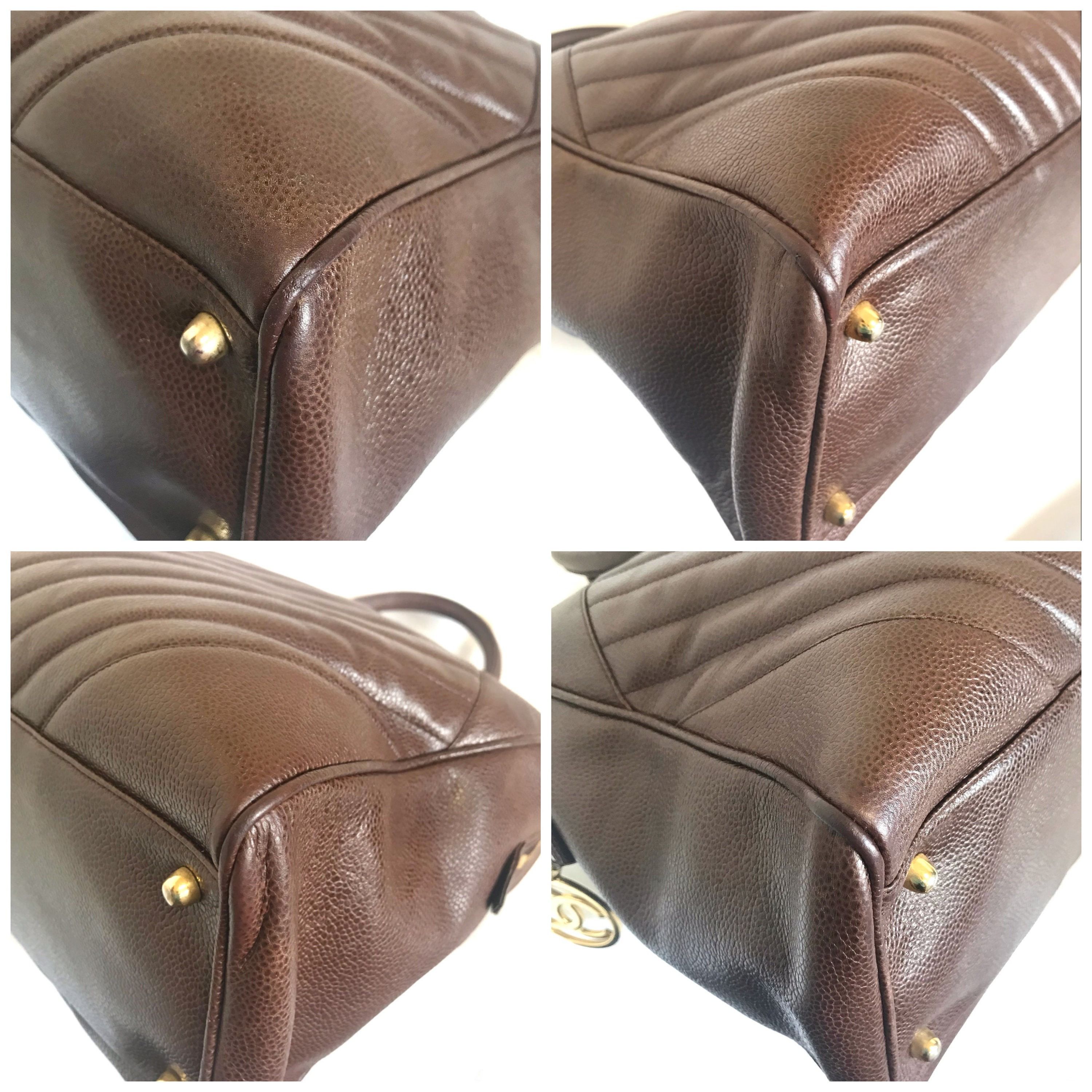 Chanel Vintage CHANEL brown caviarskin v stitch, chevron style bag, Size ONE SIZE - 3 Thumbnail