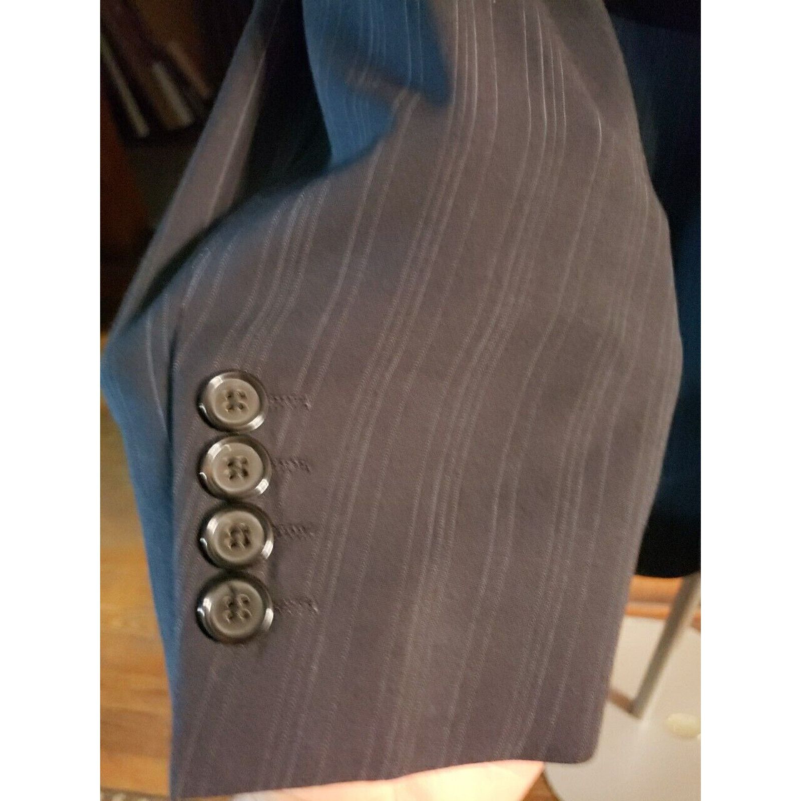 Hugo Boss Hugo Boss Mens Black Stripe Suit Sz 42 R Beautiful Size 42R - 6 Thumbnail