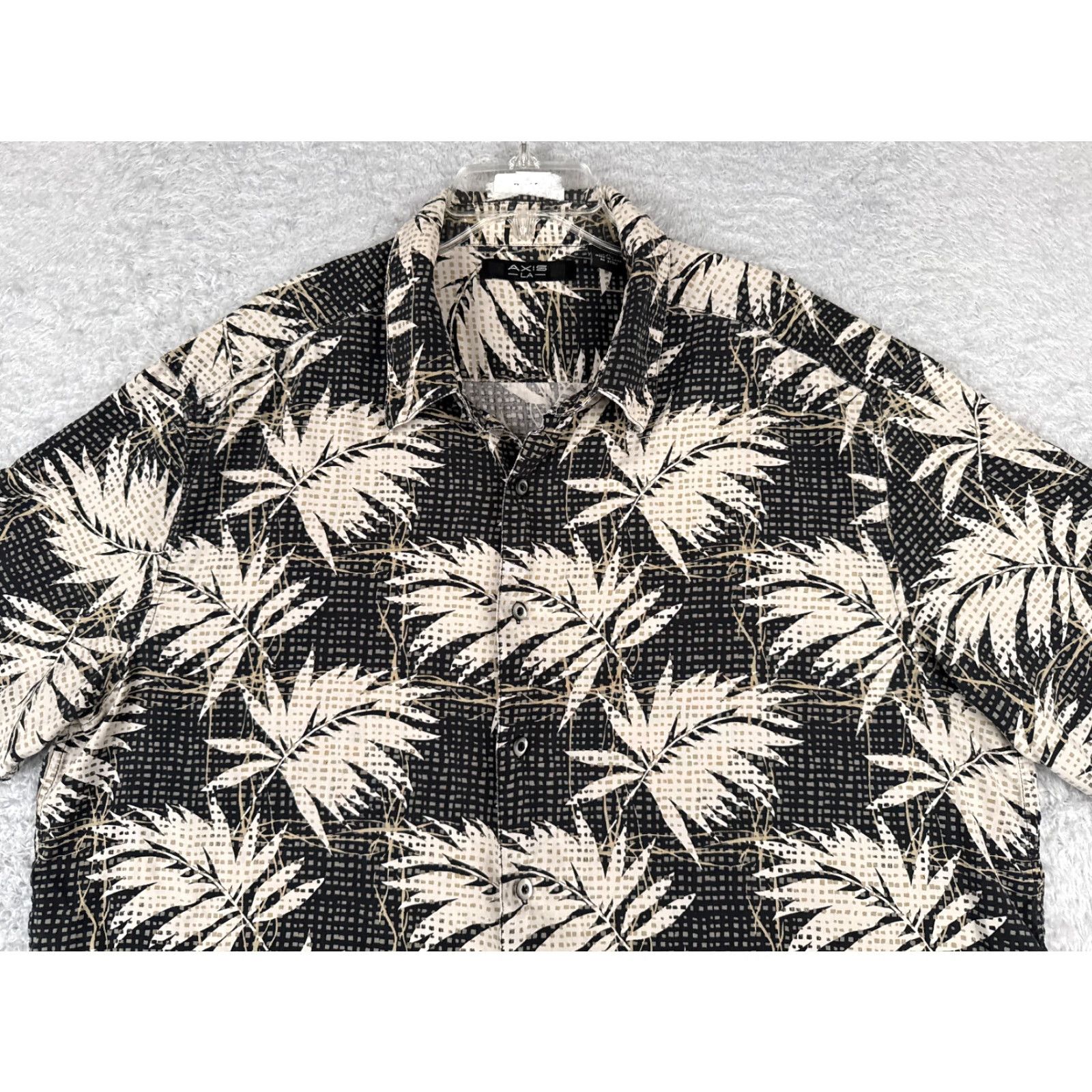 Vintage Axis LA Shirt Men 2XL Black Silk Floral Palm Leaf Hawaiian Aloha Beach Vacation Resort 100% Silk Button-Up Size US XXL / EU 58 / 5 - 6 Thumbnail