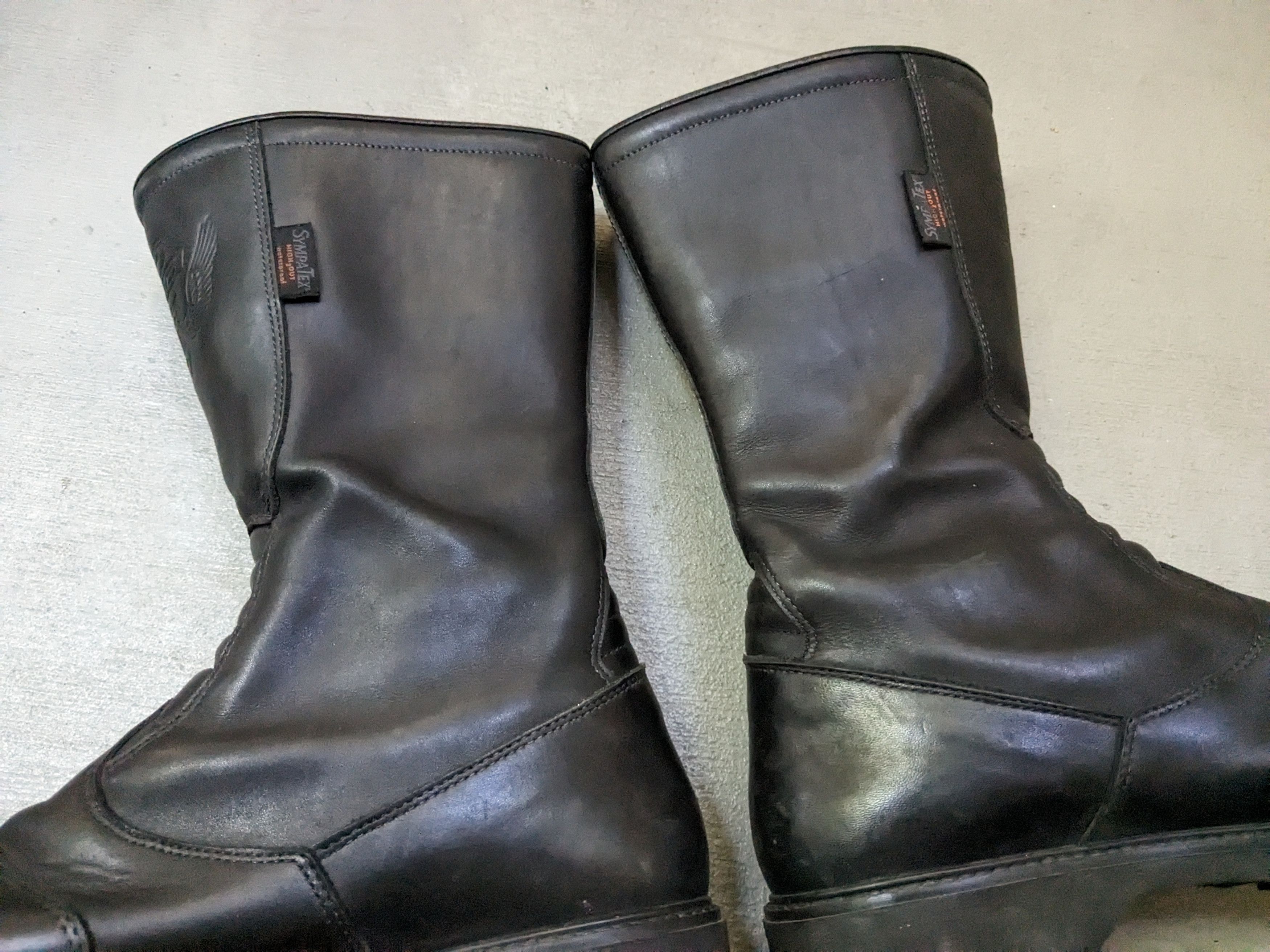 Vintage Moto Boots Black 12.5 Leather Biker Moto Rubber Italy Size US 12.5 / EU 45-46 - 6 Thumbnail