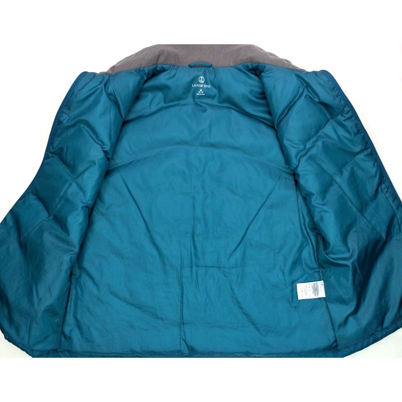 Lands' End Lands' End Puffer Vest Men M Down Insulated Teal Blue-Green Solid Short Stand-Up Collar Quilted Jacket/Coat Style (44" Chest) Regular Fit Adult Mens Size US M / EU 48-50 / 2 - 2 Thumbnail