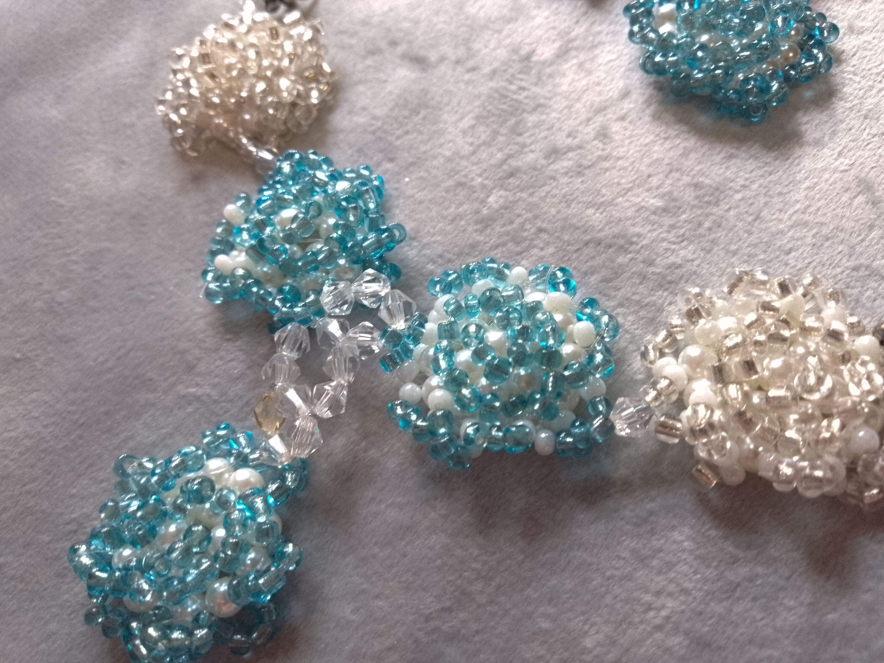 Handmade Necklace earrings. Rose shape. Turquoise/silver. Elegant. Size ONE SIZE - 7 Thumbnail