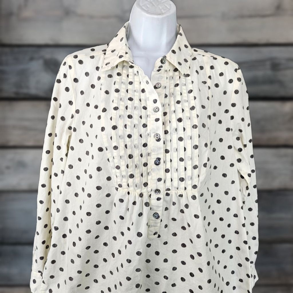 Vintage **Sundance Women's Medium Cream Gray Polka Dot Blouse** User: Sundance Women's Medium Cream Gray Polka Dot Blouse Size M / US 6-8 / IT 42-44 - 1 Thumbnail