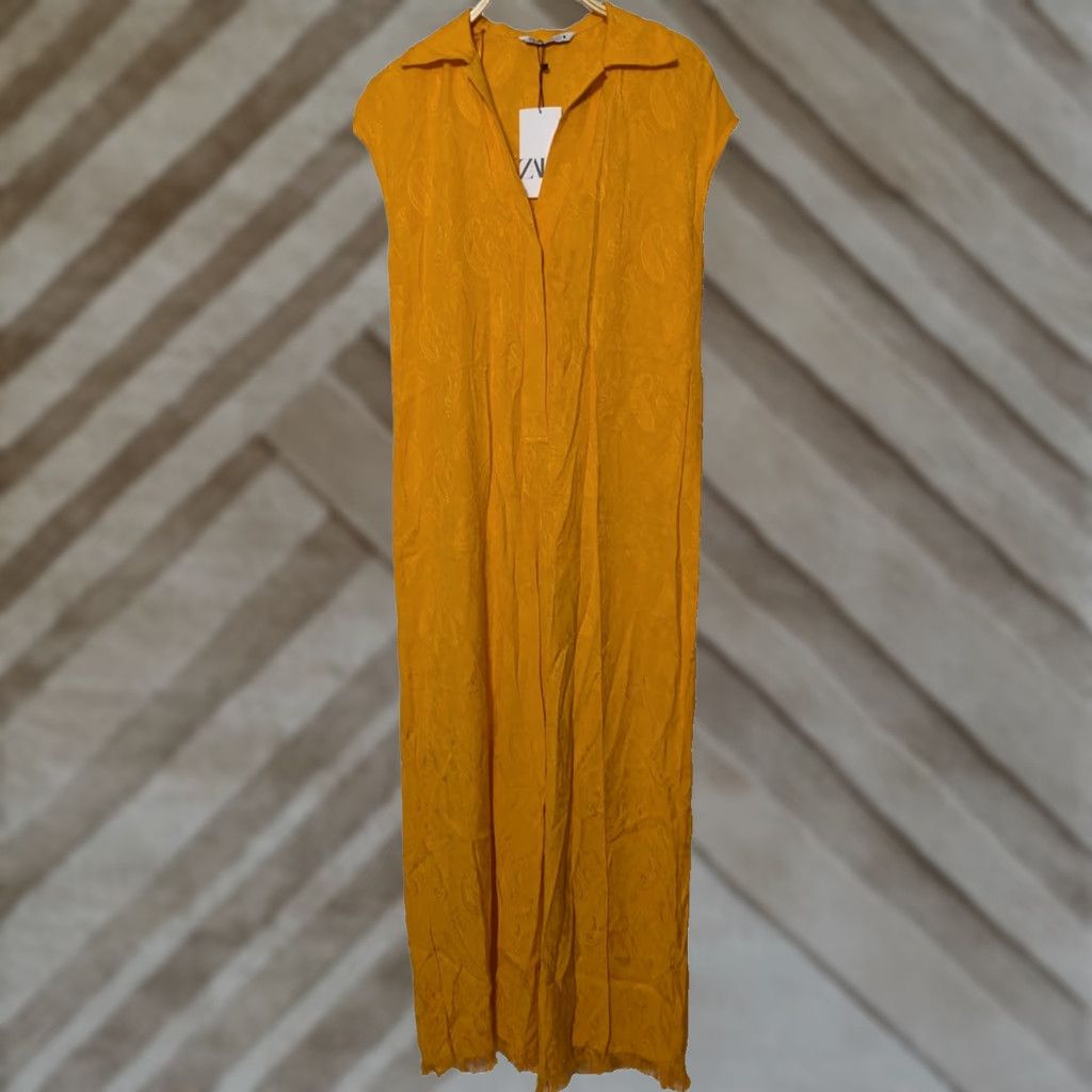 Zara ZARA Jumpsuit Jacquard Paisley Orange Viscose Sleeveless Women Small Size 28" / US 6 / IT 42 - 1 Thumbnail