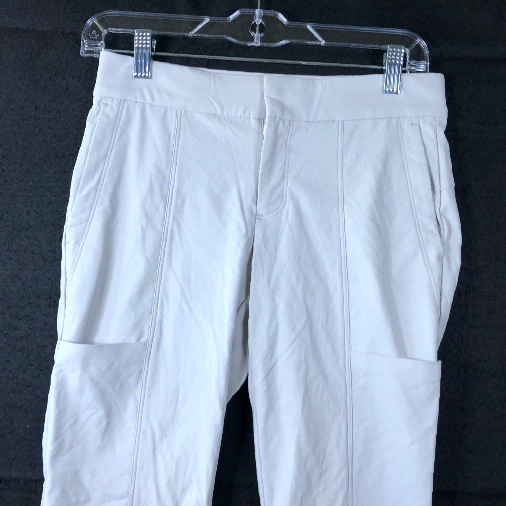 Athleta VINTAGE Athleta Womens Pants Bone Mid Rise Petite Skinny Open Front Pocket Stretch 0P Size 28" / US 6 / IT 42 - 2 Thumbnail