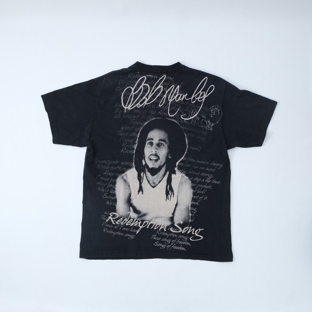 Bob Marley 1990s Bob Marley Redemption Song Lyrics AOP Black Tee unisex Size US L / EU 52-54 / 3 - 3 Thumbnail