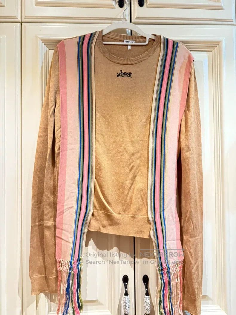 Loewe Loewe Fringe Sweater, 100% Mulberry Silk, Color-blocked St Size M / US 6-8 / IT 42-44 - 5 Thumbnail
