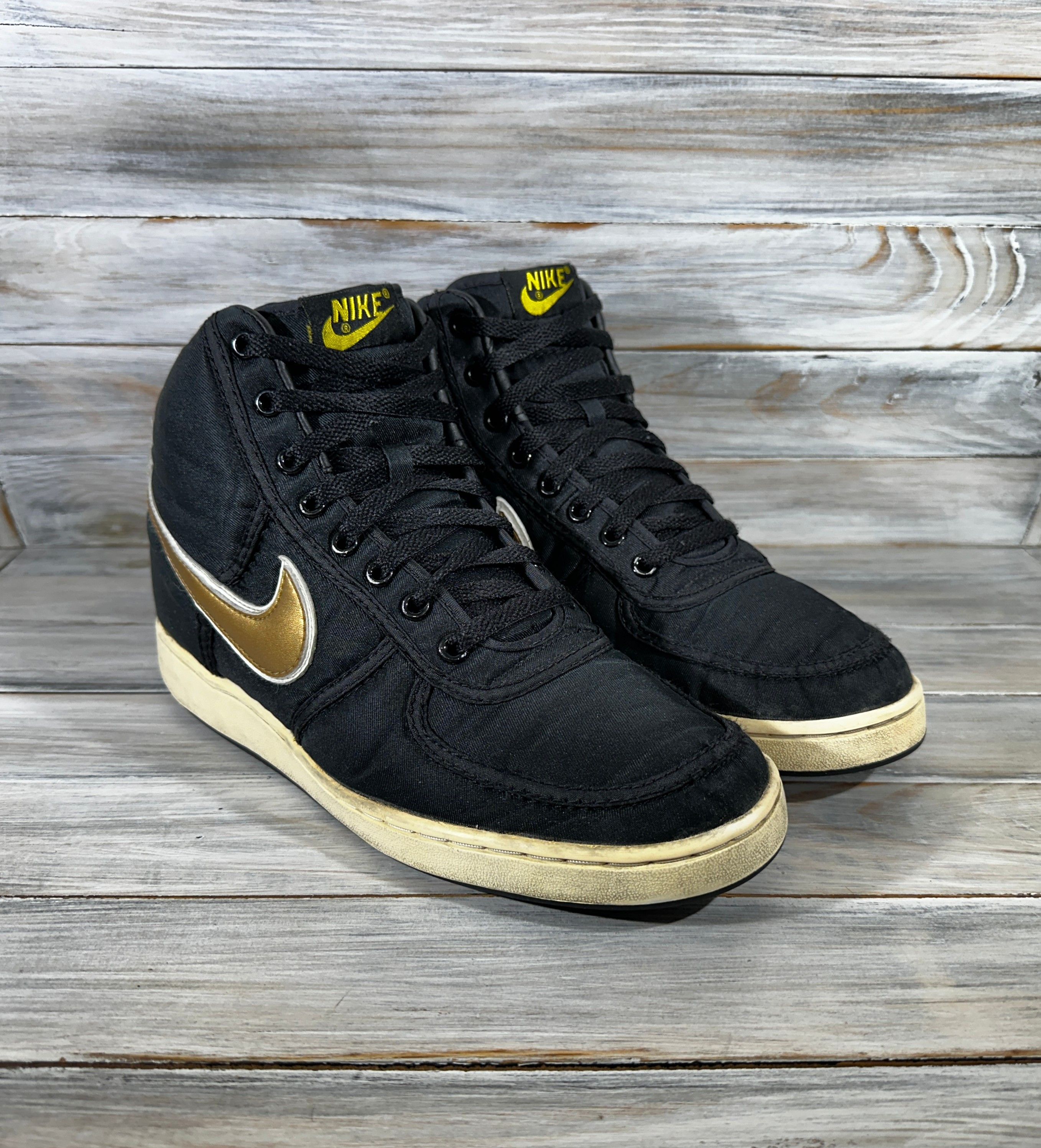 Nike Sneakers Vintage Vintage Nike Vandal High Supreme Black Metallic Gold Sneaker Grailed