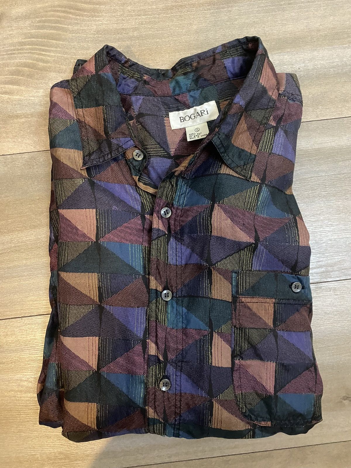 Other × Vintage Vintage Bogari, 100% silk button down, Men’s dress shirt, XL Size US XL / EU 56 / 4 - 8 Thumbnail