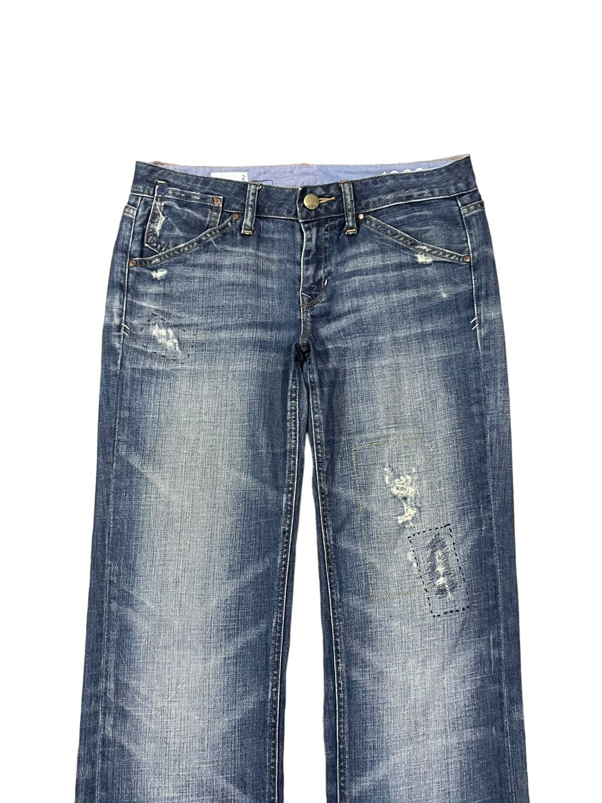 Balenciaga × Gap × Kanye West Vintage Y2K Gap 1960 Easy Straight BlueWash Distressed Jeans Size 31" - 2 Thumbnail