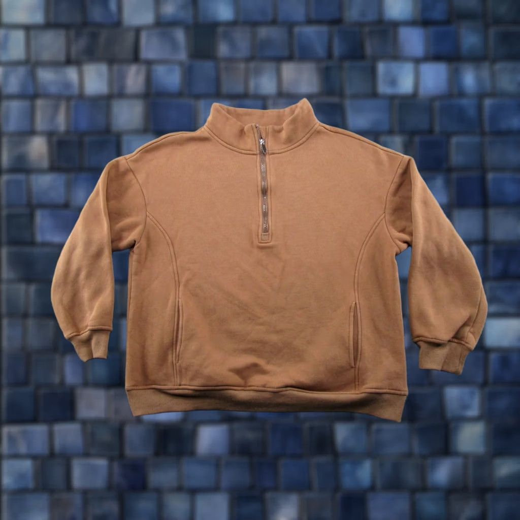 Vintage Anrabess Women's Sweatshirt Pullover 1/4 Zip Brown Pocket Zip Closure Size M Bar Ladies Autumn Winter Spring Activewear Mens Women Girls Boys Size M / US 6-8 / IT 42-44 - 1 Thumbnail