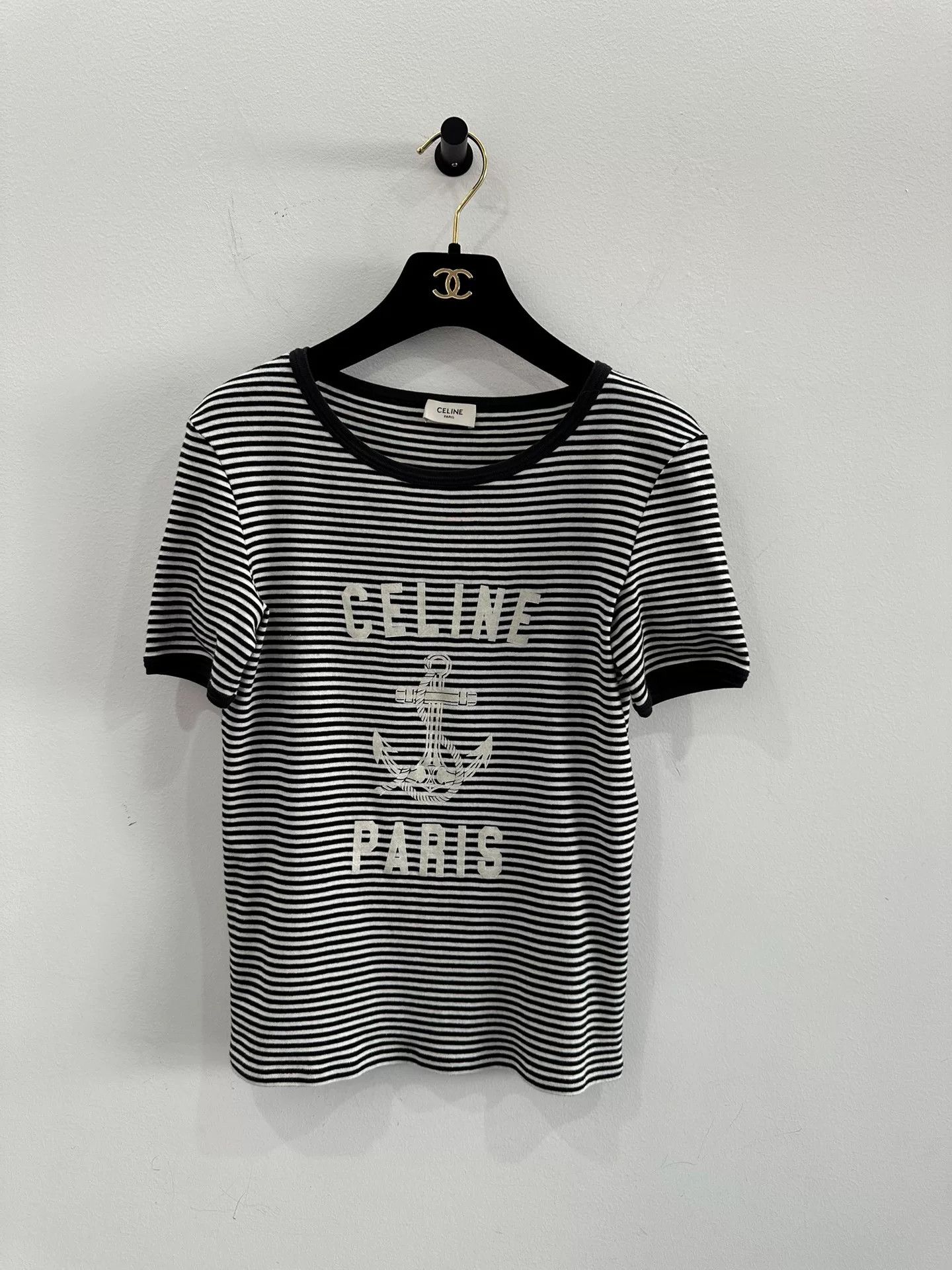 Celine Celine Black White Striped Anchor Tee XS Size XS / US 0-2 / IT 36-38 - 1 Thumbnail
