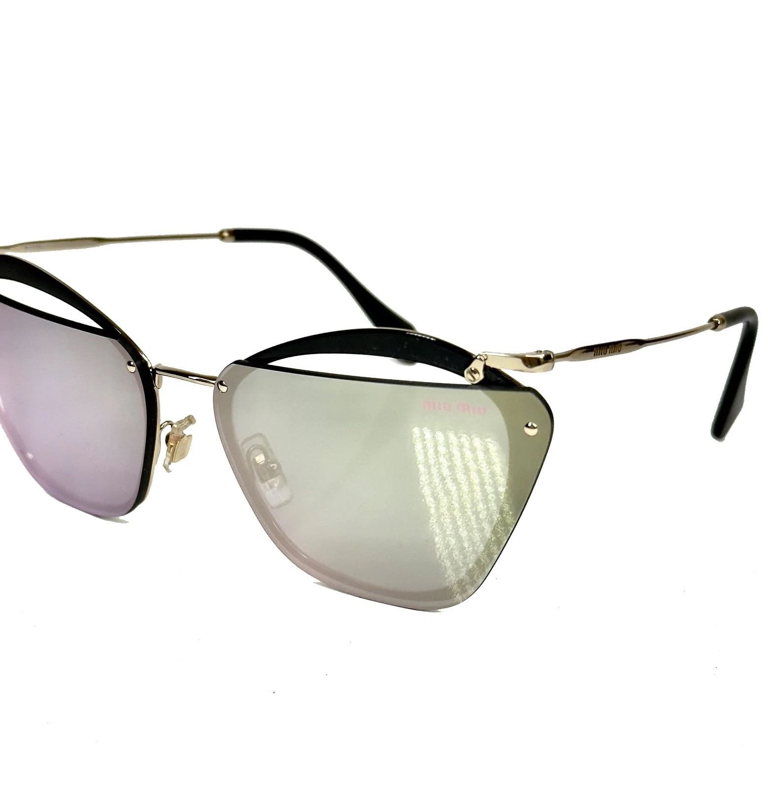 Miu Miu MIU MIU MU54TS NOIR Cut Out 54T Black Gold Sunglasses Size ONE SIZE - 4 Thumbnail