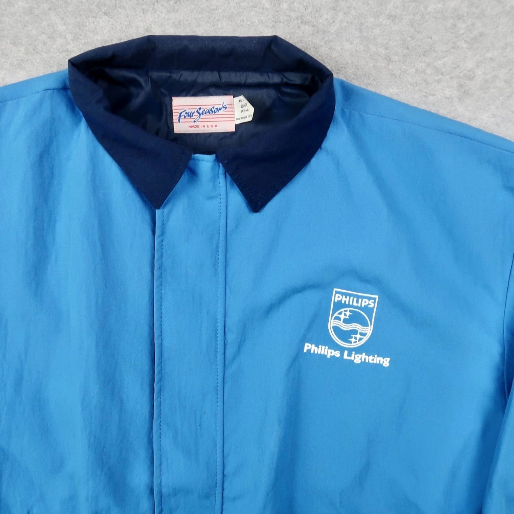 Vintage VINTAGE Philips Lighting Windbreaker Jacket Mens Large Blue USA Made Size US L / EU 52-54 / 3 - 3 Thumbnail