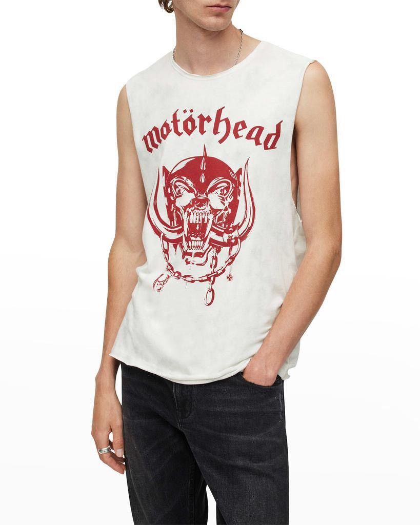 image of John Varvatos Motorhead T-Shirt W/ Cutoff Sleeves. Small in White, Men's
