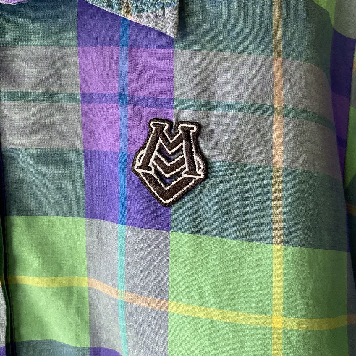 Love Moschino Love Moschino Green and Purple Plaid Short Sleeve Shirt Size M / US 6-8 / IT 42-44 - 10 Thumbnail