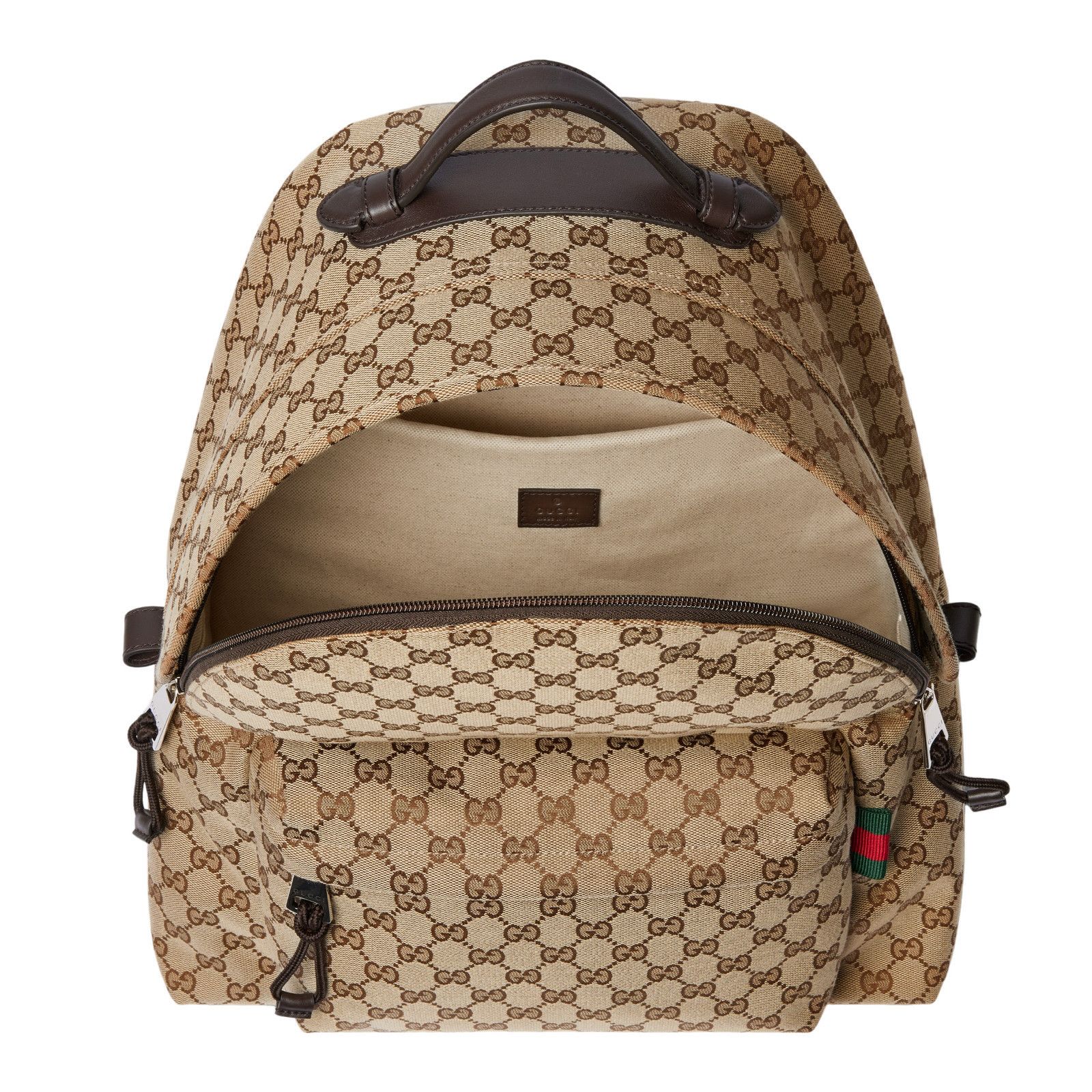 Gucci GUCCI Medium $2800 Beige And Ebony GG Canvas With Web Backp Size ONE SIZE - 4 Thumbnail