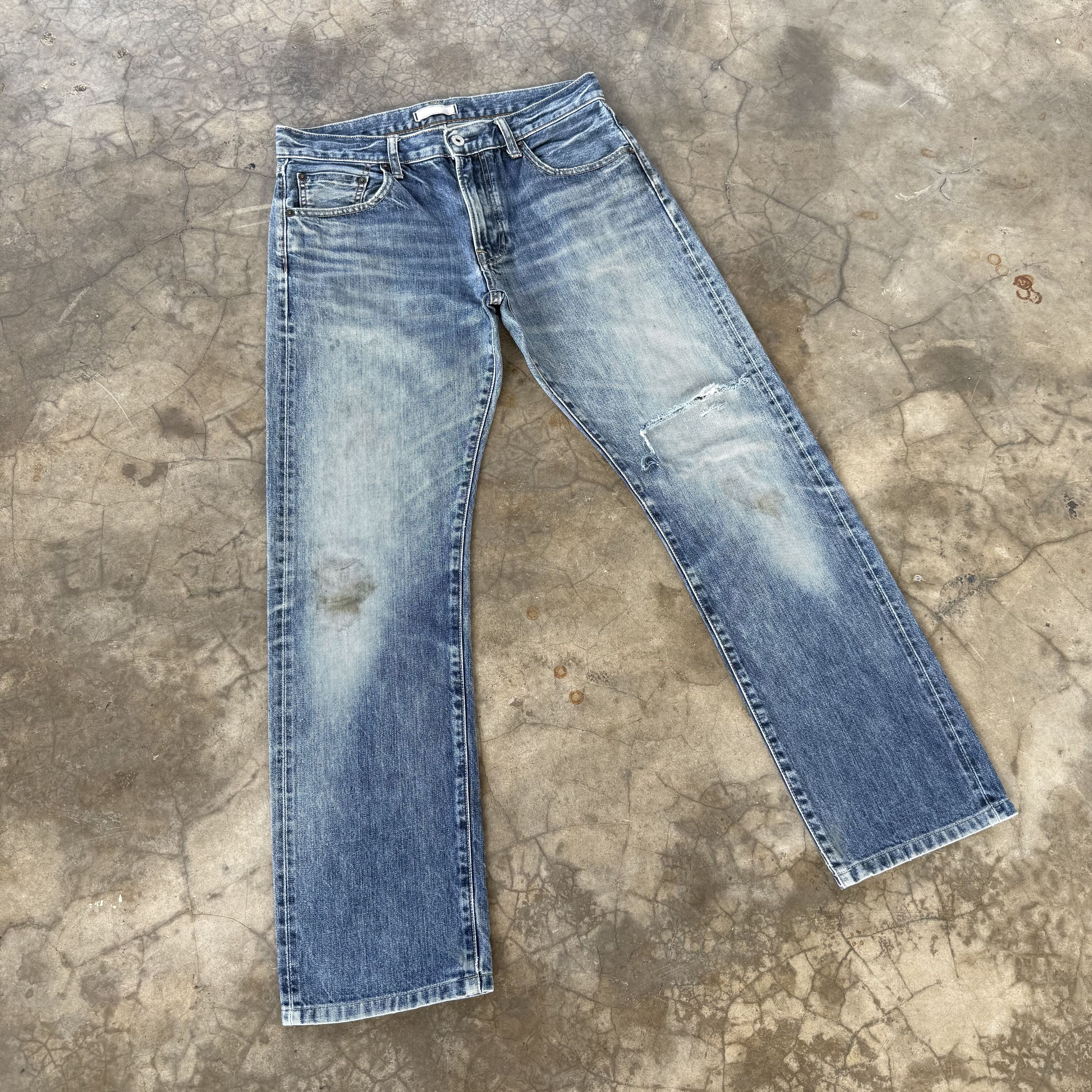 Japanese Brand W33x30 Vintage Japanese Selvedge Denim Faded Ripped Jean Size US 33 - 1 Thumbnail