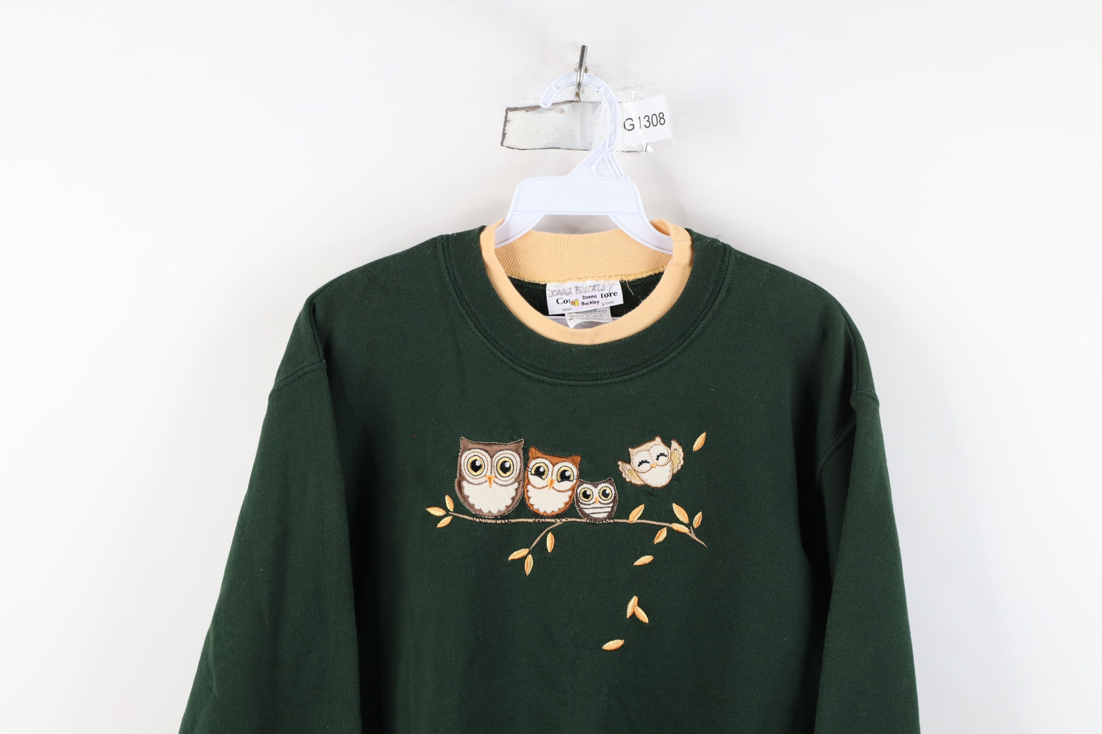 Vintage Vintage 90s Streetwear Nature Owl Crewneck Sweatshirt Green Size M / US 6-8 / IT 42-44 - 2 Thumbnail