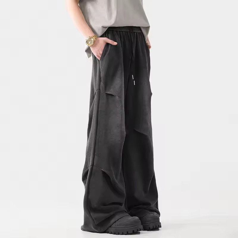 Japanese Brand Pleated Straight Washed Long Wide Leg Sweatpants Size US 33 - 4 Thumbnail