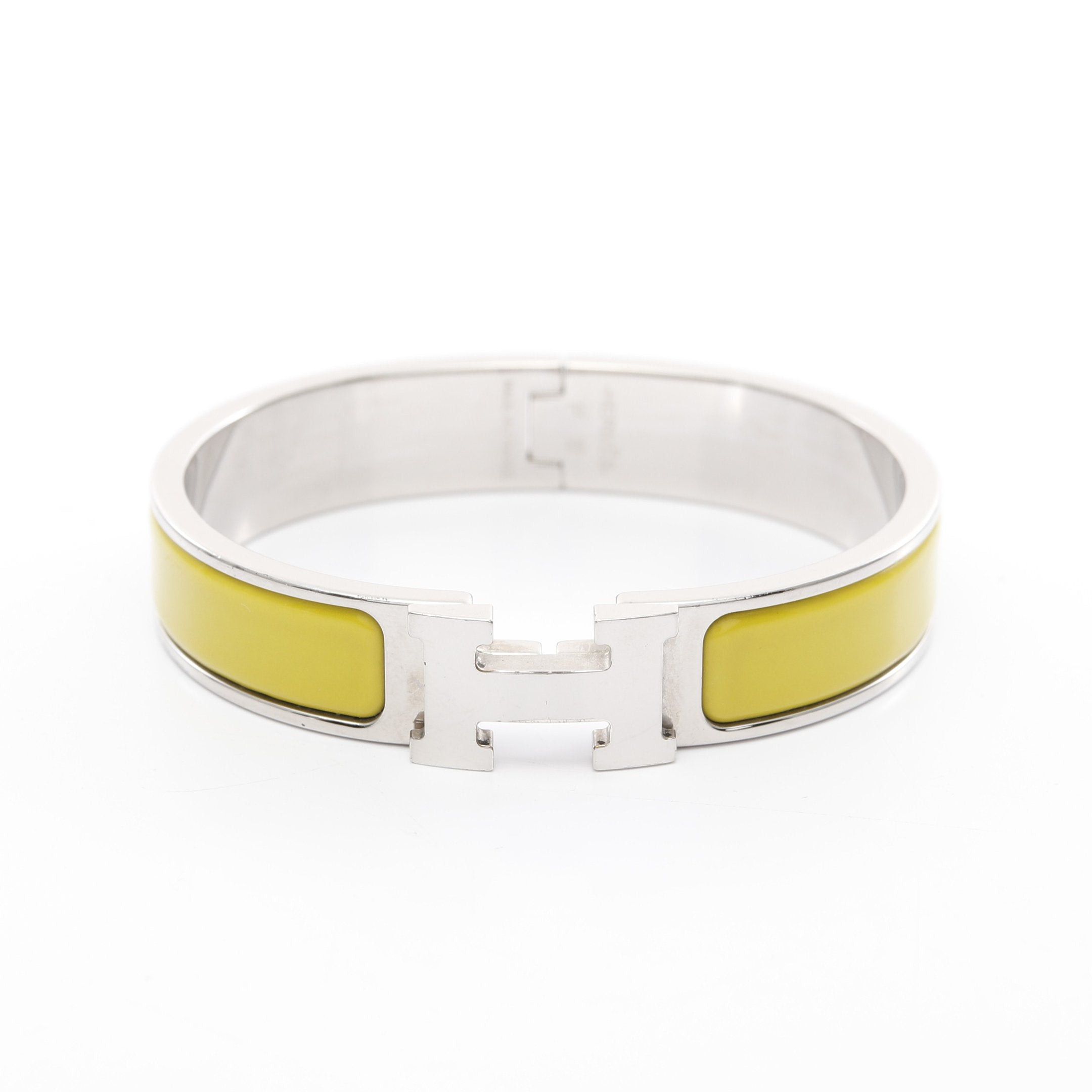 Hermes Hermes Click Crack Pm Bangle Enamel Silver Yellow Size ONE SIZE - 1 Thumbnail