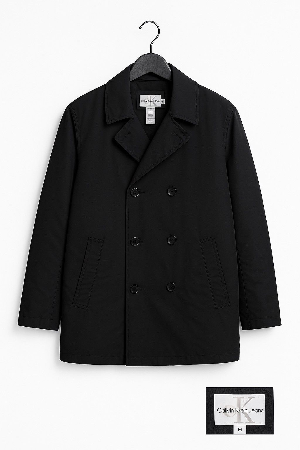Calvin Klein Calvin Klein Jeans Black Double-Breasted Peacoat Minimalist Size US M / EU 48-50 / 2 - 1 Thumbnail