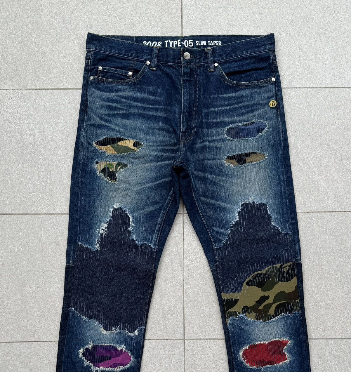 Bape BAPE Type-05 Slim Taper Denim Distressed Jeans Size US 34 / EU 50 - 2 Thumbnail