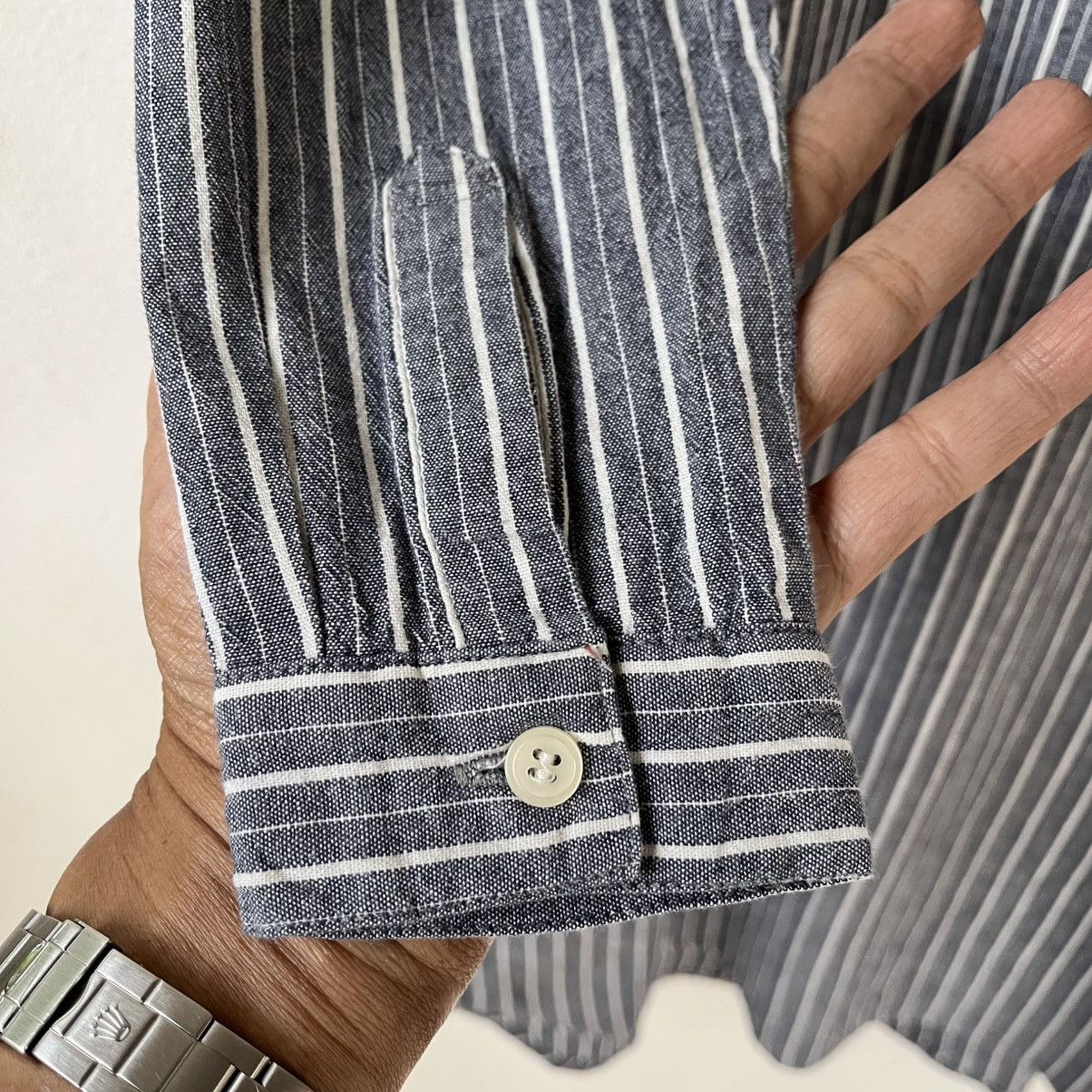 Beams Plus Beams Heart Hybrid Knit Panel Shirt Dress Cable Knit Stripe Size M / US 6-8 / IT 42-44 - 7 Thumbnail