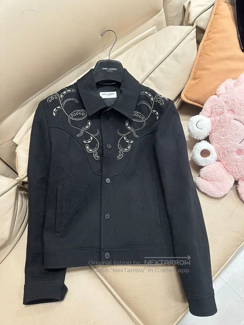 Saint Laurent Paris Saint Laurent Paris Dark jacquard beaded jacket Size US S / EU 44-46 / 1 - 1 Thumbnail