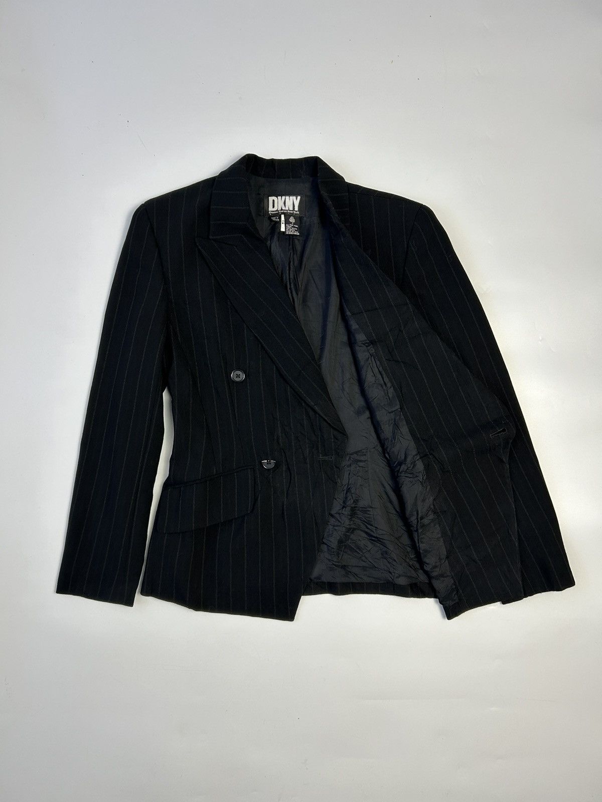 DKNY × Designer DKNY STRIPE DOUBLE BREAST BLAZER Size 36R - 2 Thumbnail