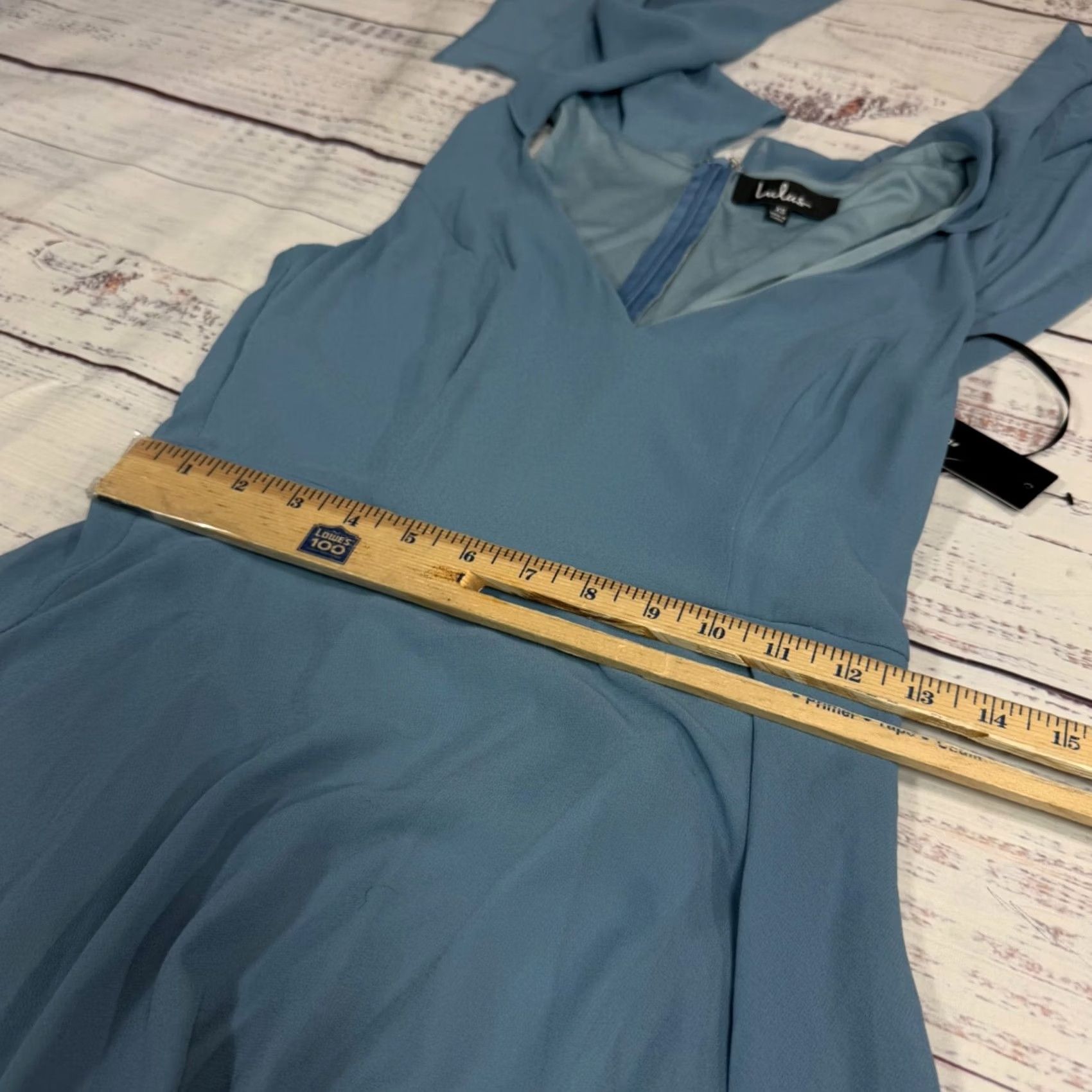 Lulus Lulus Blue Maxi Dress Womens XS V-Neck Flutter Sleeve Long Lined Polyester Dress Size 26" / US 2 / IT 38 - 3 Thumbnail
