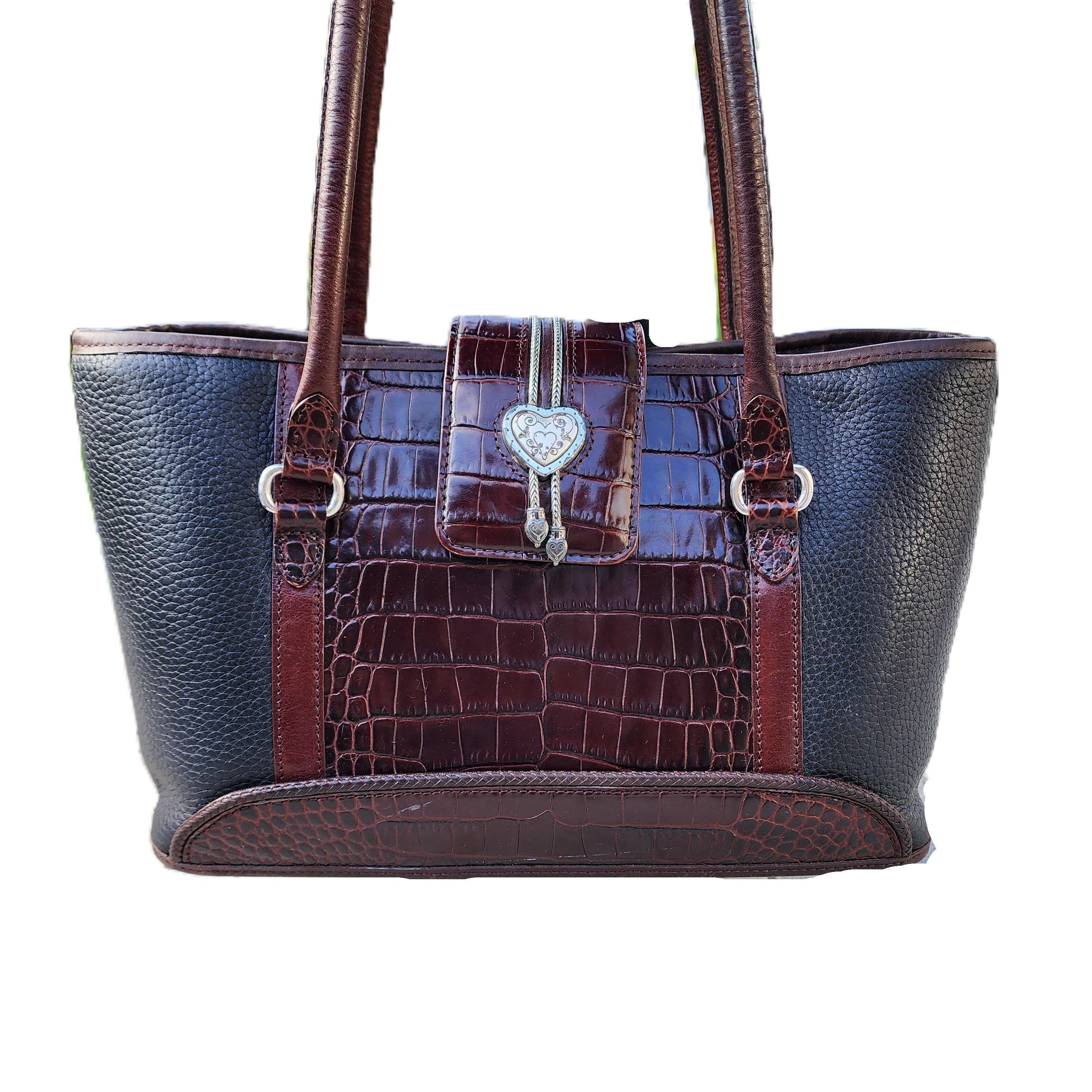 Vintage Brighton Leather Croc Embossed Tote Shoulder Bag