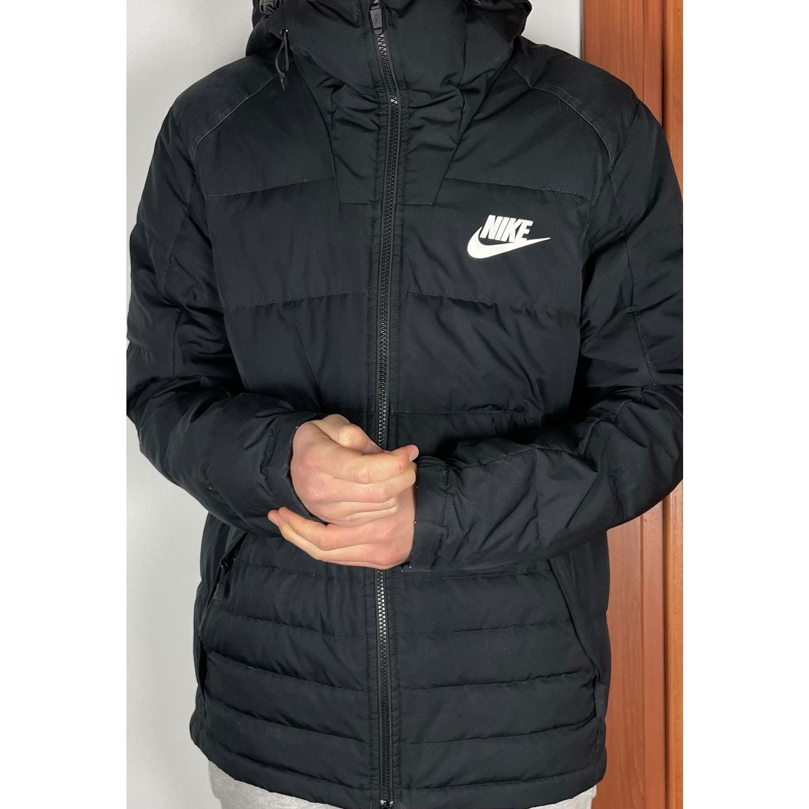 Nike Nike Men's Black Long Sleeve Hooded Full Zip Puffer Jacket M Size US M / EU 48-50 / 2 - 2 Thumbnail