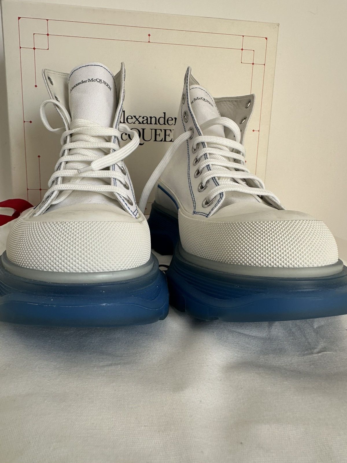 Alexander McQueen Tread Slick Sneakers White/Blue Size 41!