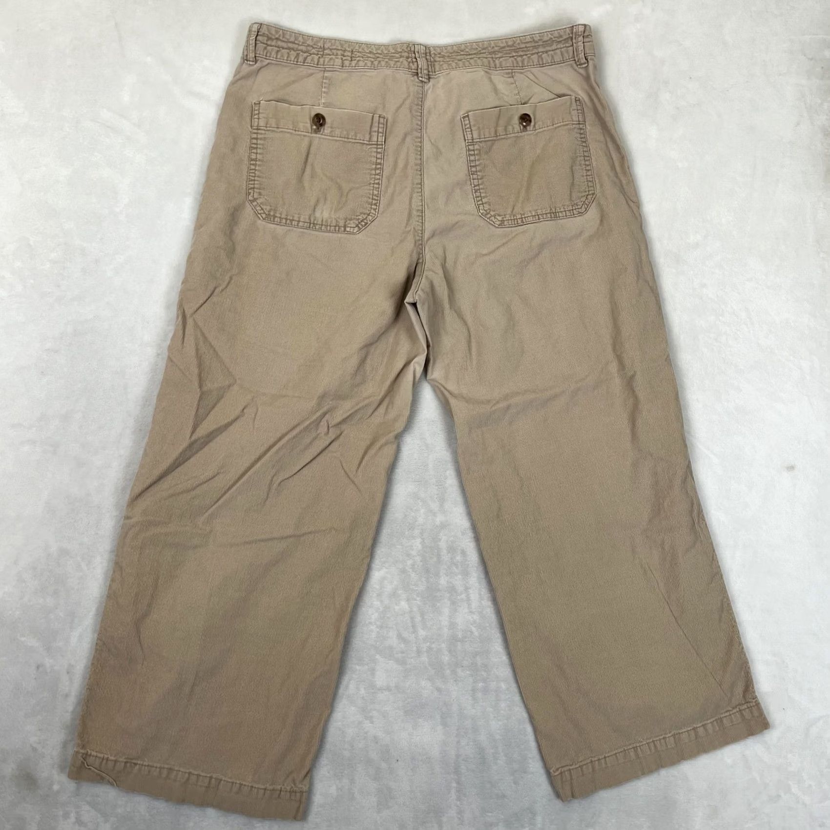Gap Gap Womens 12 Beige High Rise Wide Leg Cropped Twill Pants Elastic Waist Pockets Casual Vintage No Size 34" / US 12 / IT 48 - 7 Thumbnail