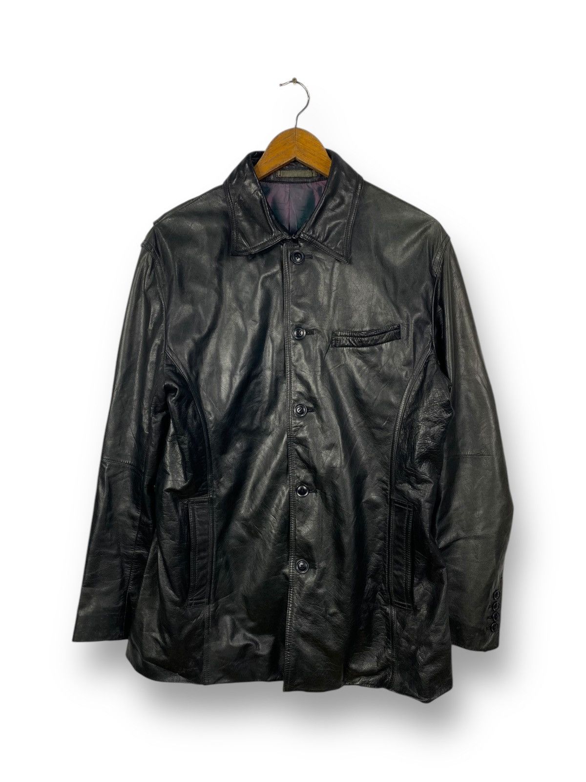 Genuine Leather × Leather Vintage Elle Homme Genuine Leather Topcoat Jacket. #E3 Size US M / EU 48-50 / 2 - 1 Thumbnail