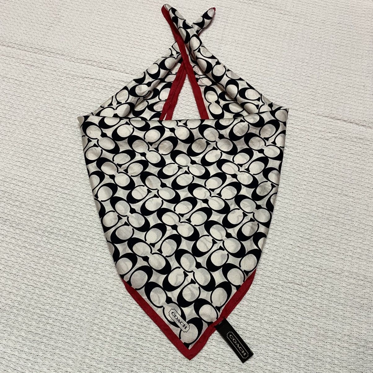Coach Rare‼️🔥COACH Monogram Silk Square Scarf Red Border Size ONE SIZE - 3 Thumbnail