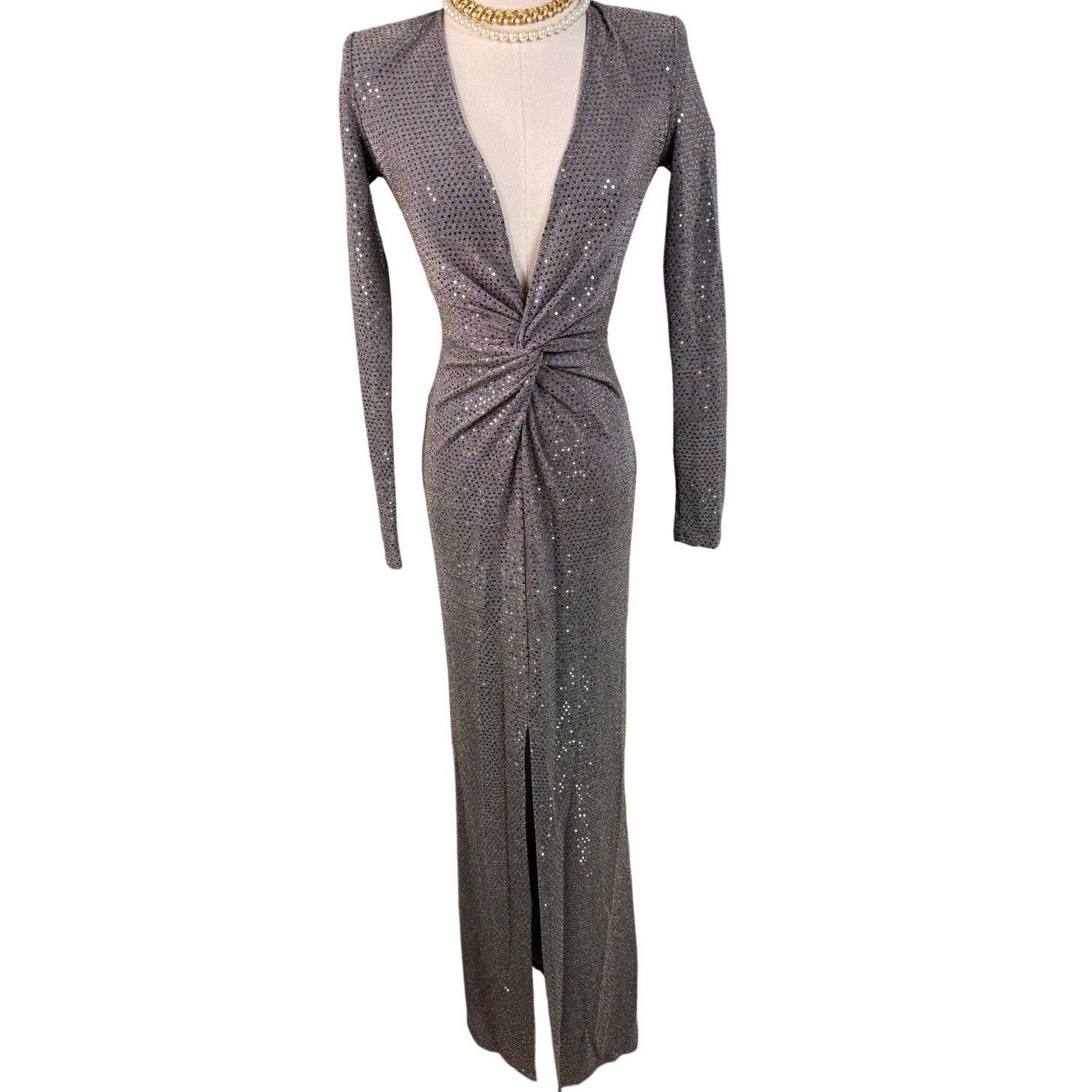 L'AGENCE Rosetta Twist Front Dress Grey Gold size 00 / XS