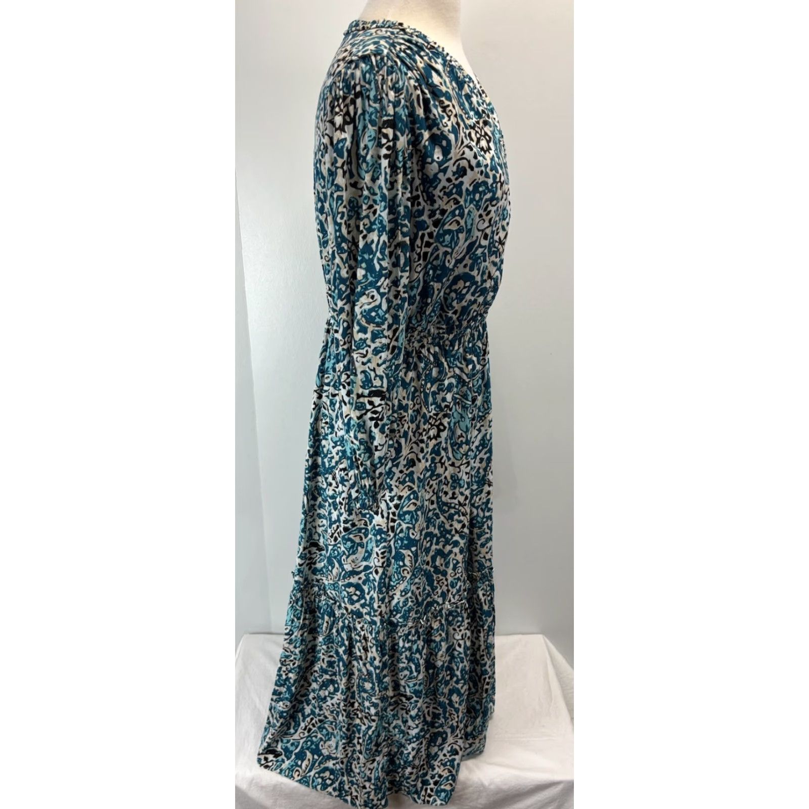 Vintage NEW! Chico’s Self Braid Paisley Midi Dress Sz 2 US 12 Women’s Turquoise Tiered Size XL / US 12-14 / IT 48-50 - 4 Thumbnail