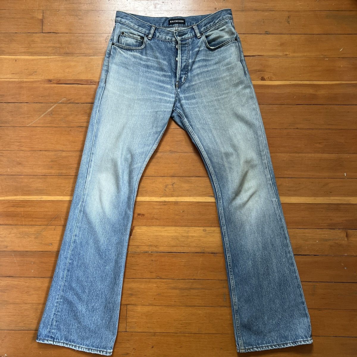 image of Balenciaga Bootcut Jeans Denim in Blue, Men's (Size 29)