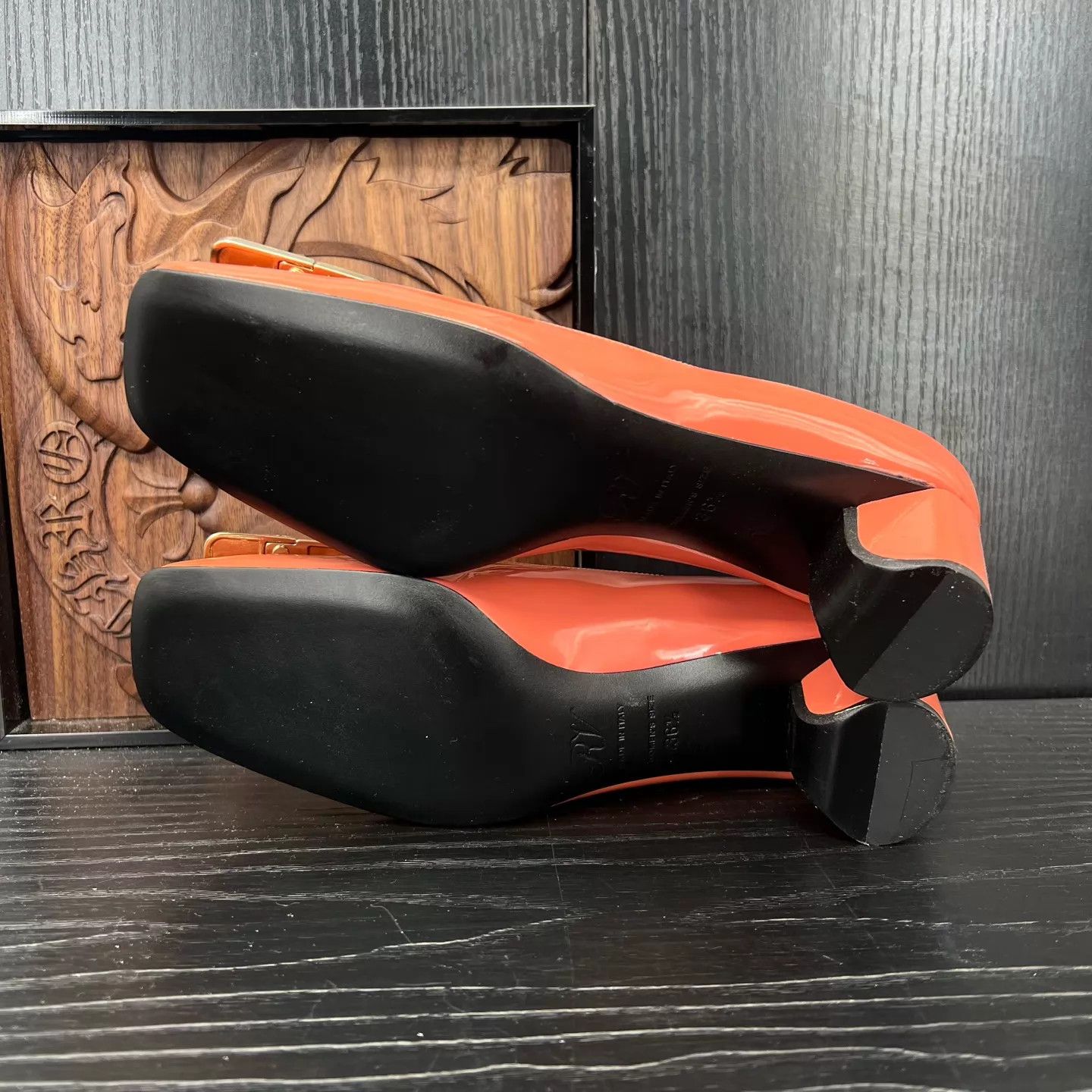Roger Vivier rv square toe crimson low heel pumps size 36.5 with box Size US 6 / IT 36 - 7 Thumbnail