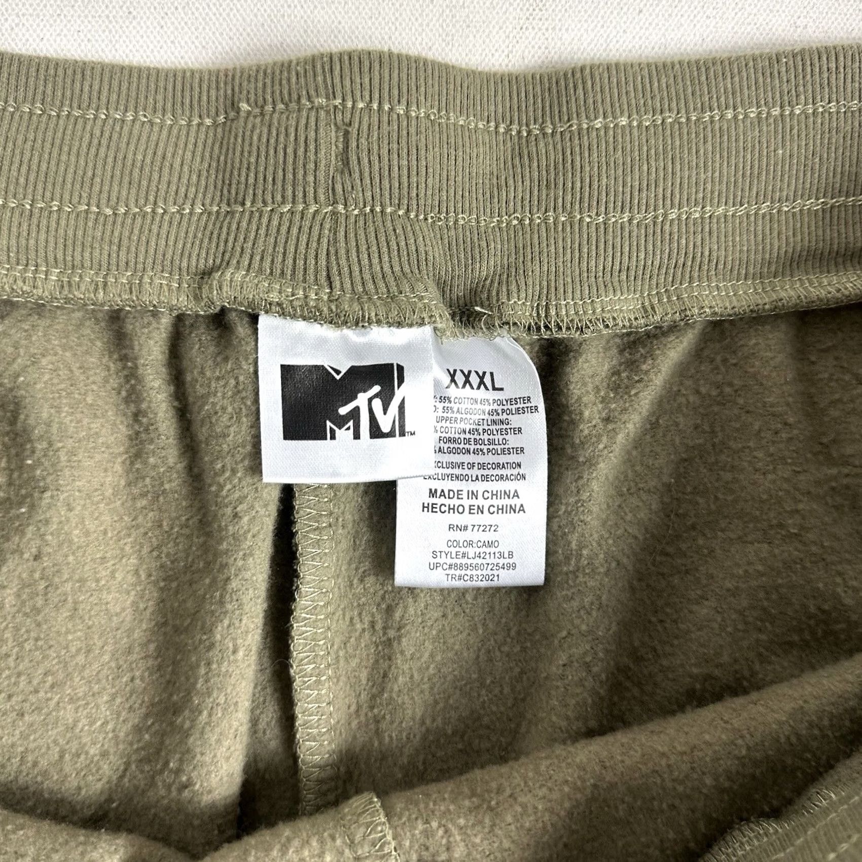 Logo 7 MTV Women’s 3XL Jogger Pants Casual Drawstring Green Camouflage Logo Tapered Pants Activewear MTG Size 40" / US 18 - 8 Thumbnail
