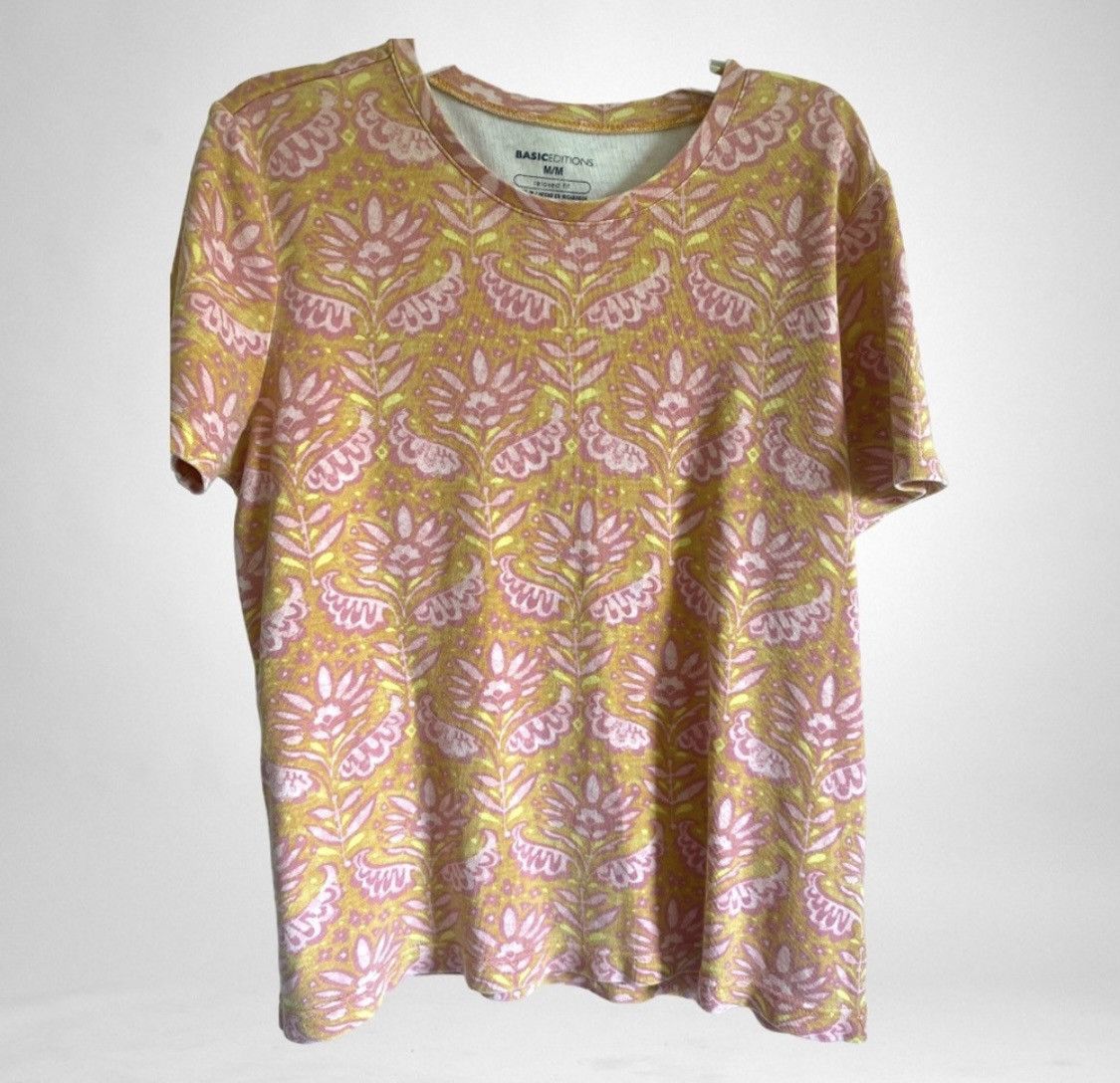 Basic Editions BASIC EDITIONS RELAXED FIT PAISLEY FLORAL SHORT SLEEVE SHIRT Size M / US 6-8 / IT 42-44 - 5 Thumbnail