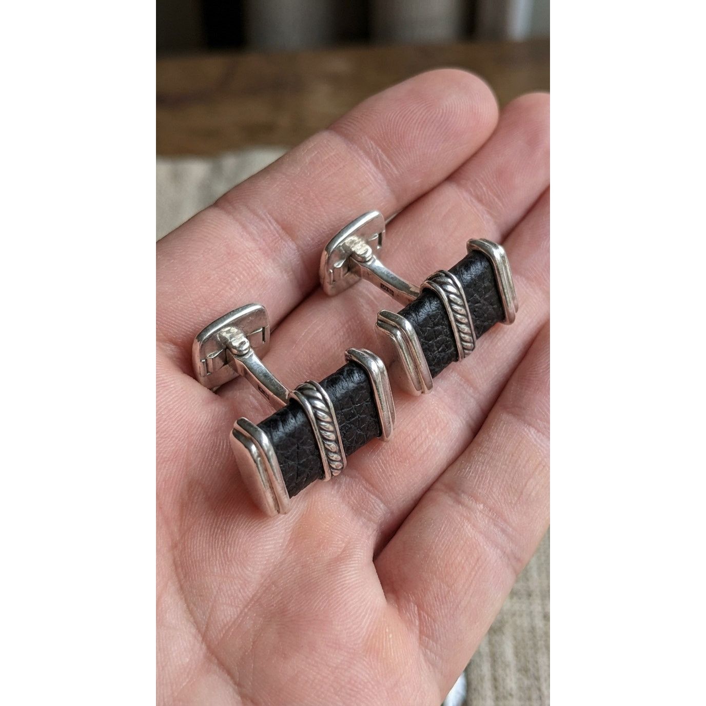 David Yurman David Yurman Leather & Sterling Silver 925 Cufflinks Size ONE SIZE - 8 Thumbnail