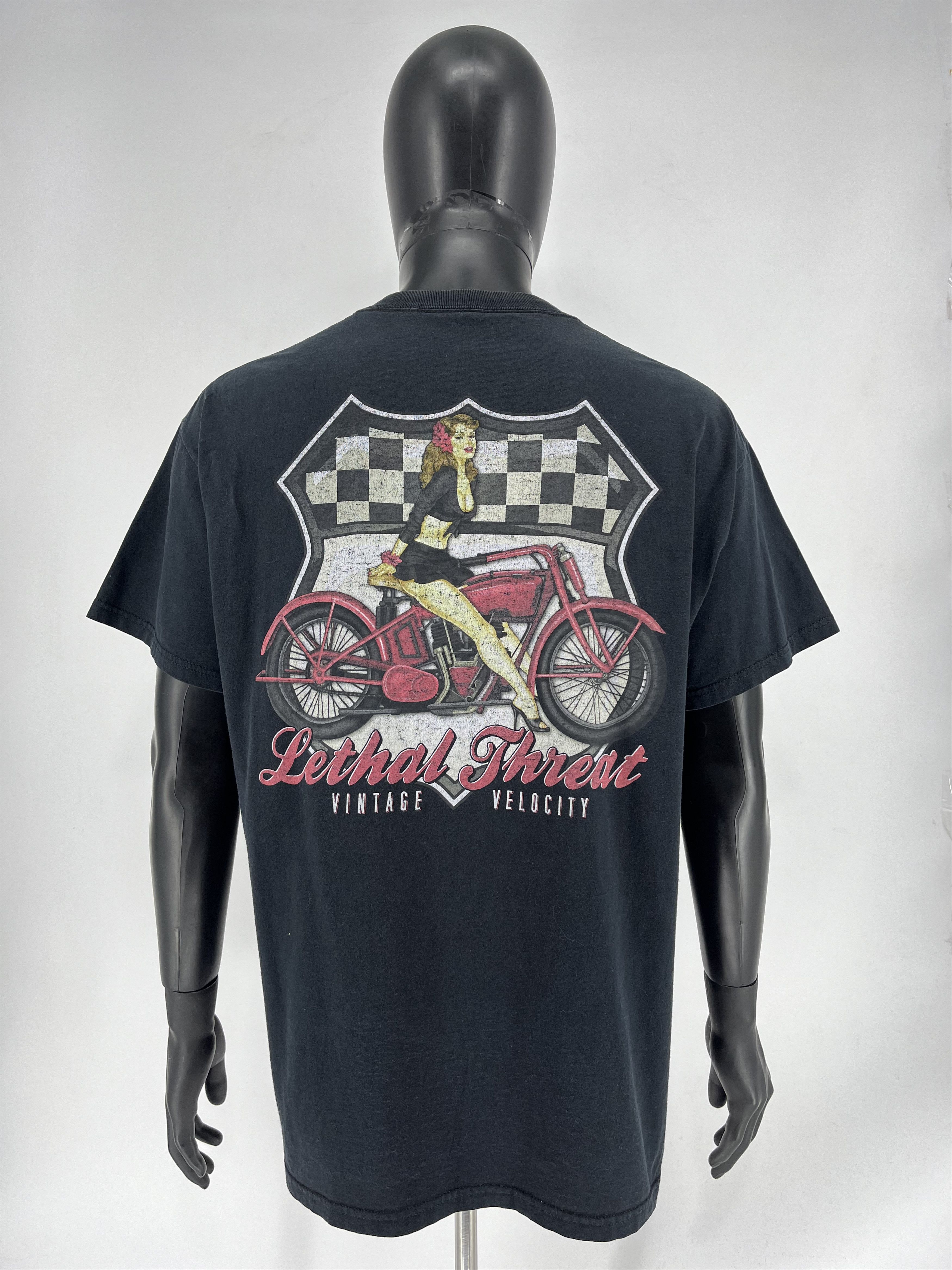 Vintage Vintage Lethal Threat Biker Shirt Black Y2K Faded Soft Tails Size US XL / EU 56 / 4 - 8 Thumbnail