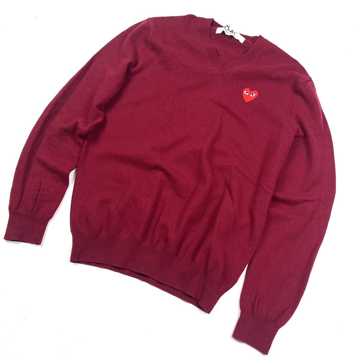 Image of Comme Des Garcons Play Comme Des Garçons Vintage Wool Sweater Japan Red, Men's (Size XL)