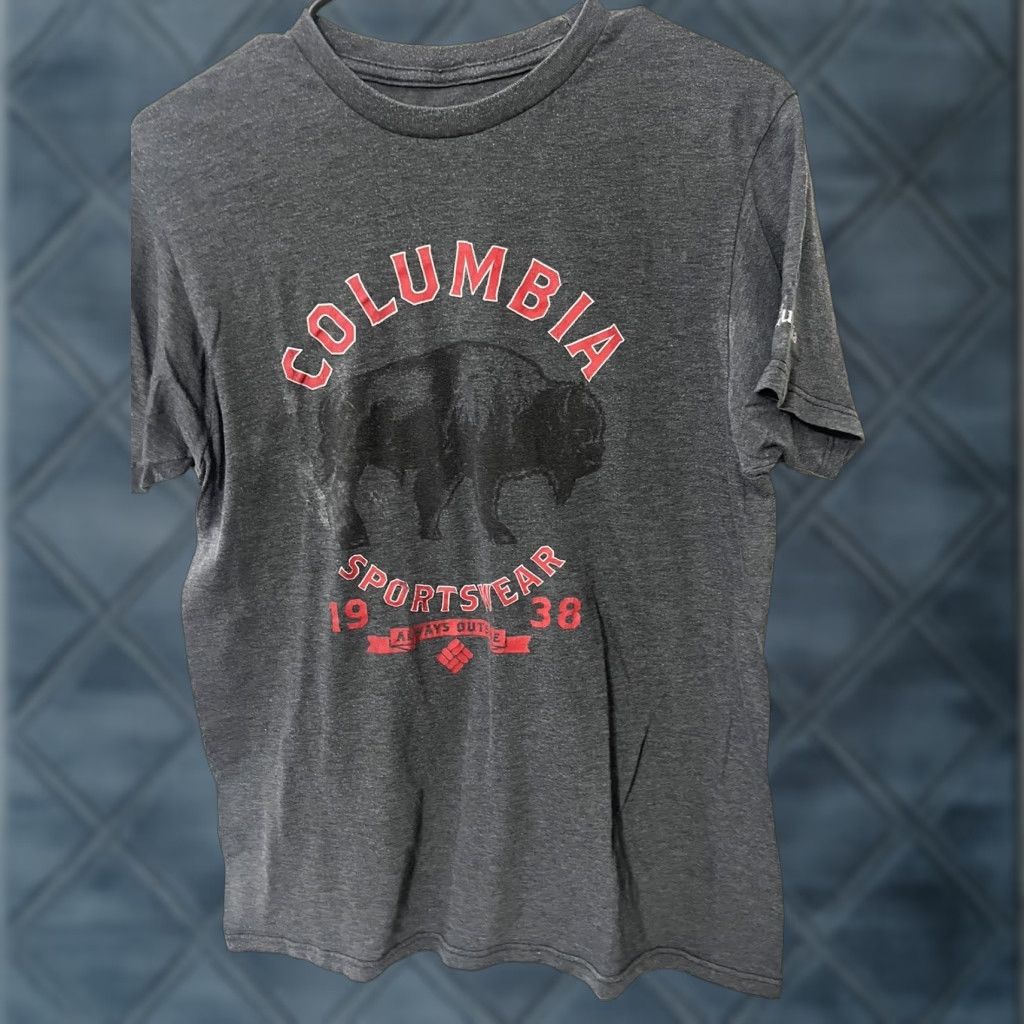 Vintage VINTAGE Columbia Shirt Mens Medium Gray Logo Cotton Short Sleeve Size US M / EU 48-50 / 2 - 1 Thumbnail